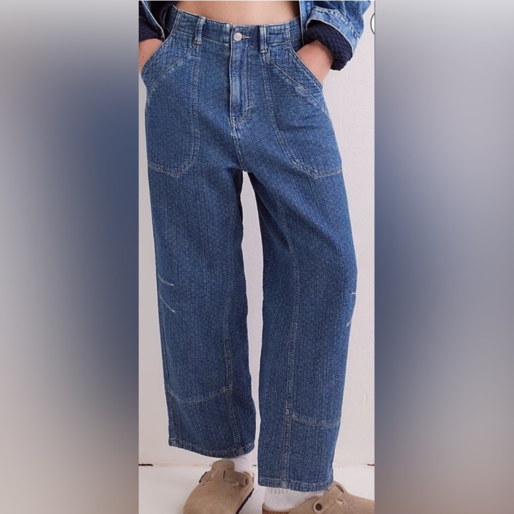 NWT Free People/We the Free Midnight Voyage Dropped Boyfriend Pants $148 Small
